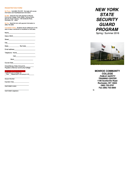 New York State Security Guard Program - Monroe Community College Printable pdf