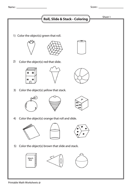 Roll, Slide & Stack - Coloring Sheet Printable pdf