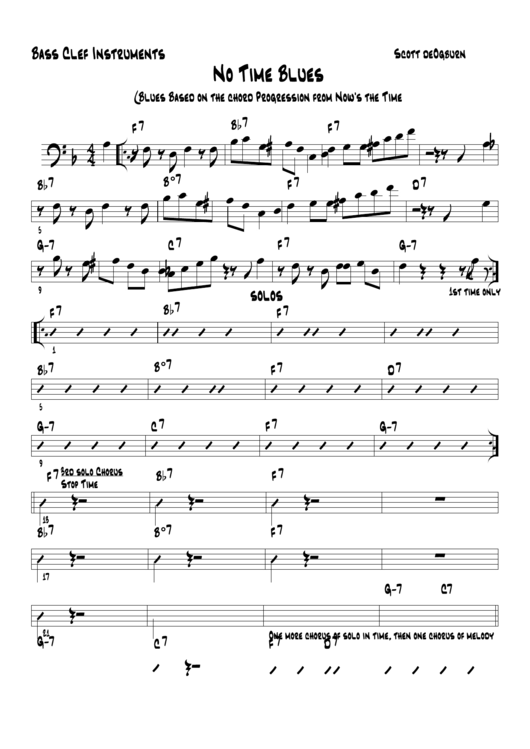 Bass Clef - No Time Blues (Scott Deogburn) Printable pdf