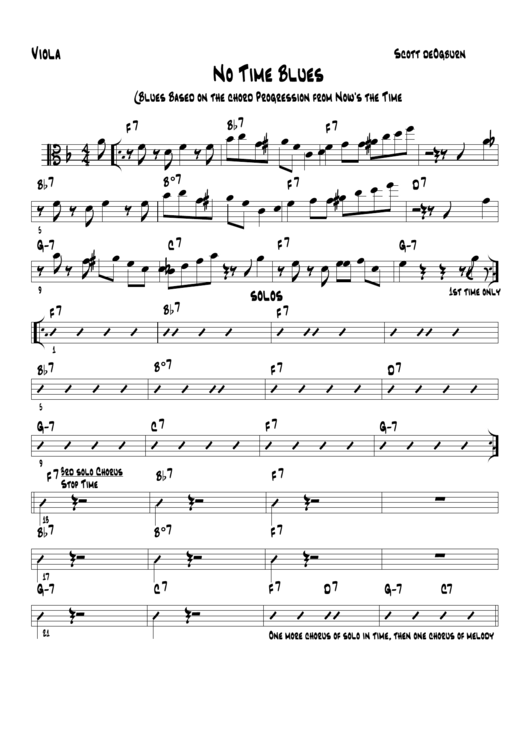 Viola No Time Blues Music Spreadsheet Printable pdf