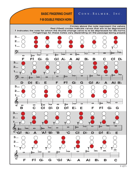 F-B Double French Horn Basic Fingering Chart Printable pdf