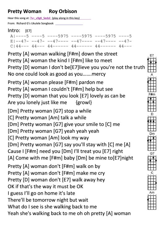 Pretty Woman Roy Orbison Printable pdf