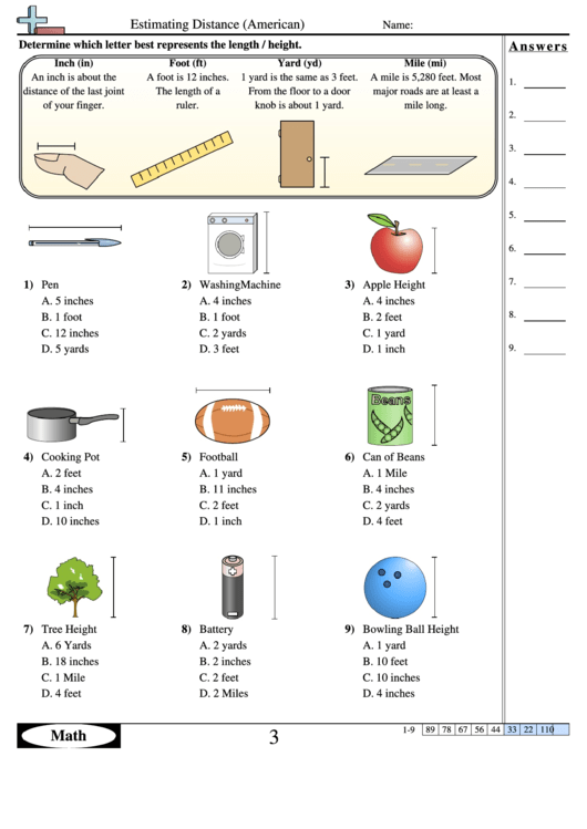 Estimating Distance American Worksheet Printable Pdf Download