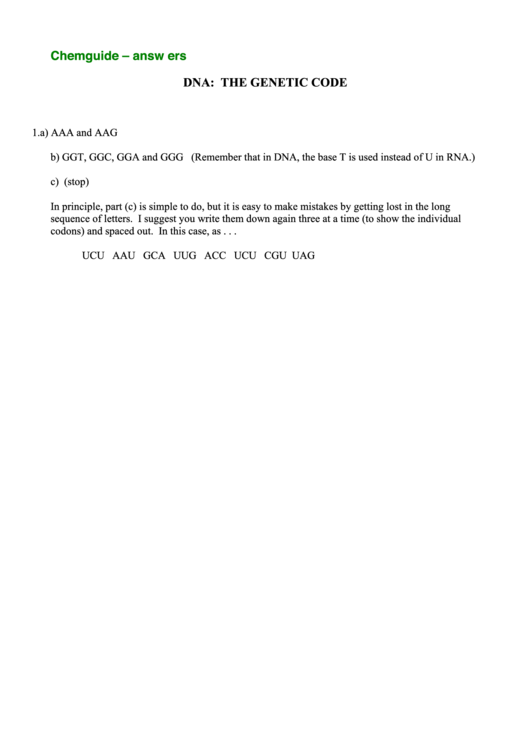 Dna: The Genetic Code printable pdf download