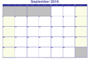 September 2016 Calendar Template