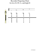 Recorder Fingering Chart For Low D, F#, A, And High D