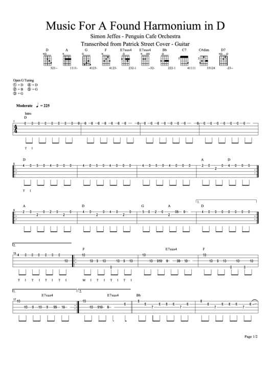 Music For A Found Harmonium In D Printable pdf