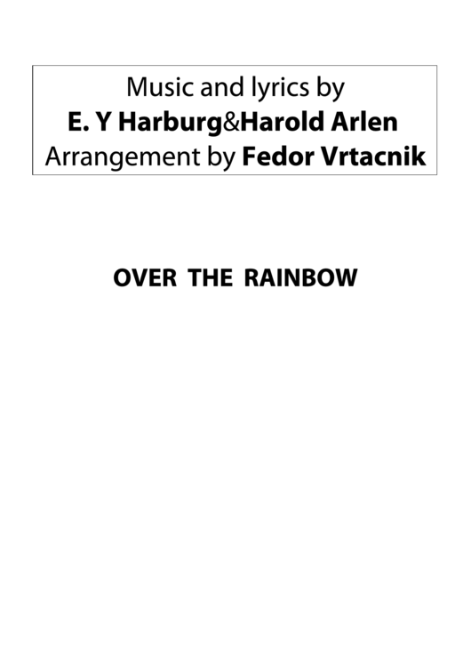 Over The Rainbow Full Orchestra