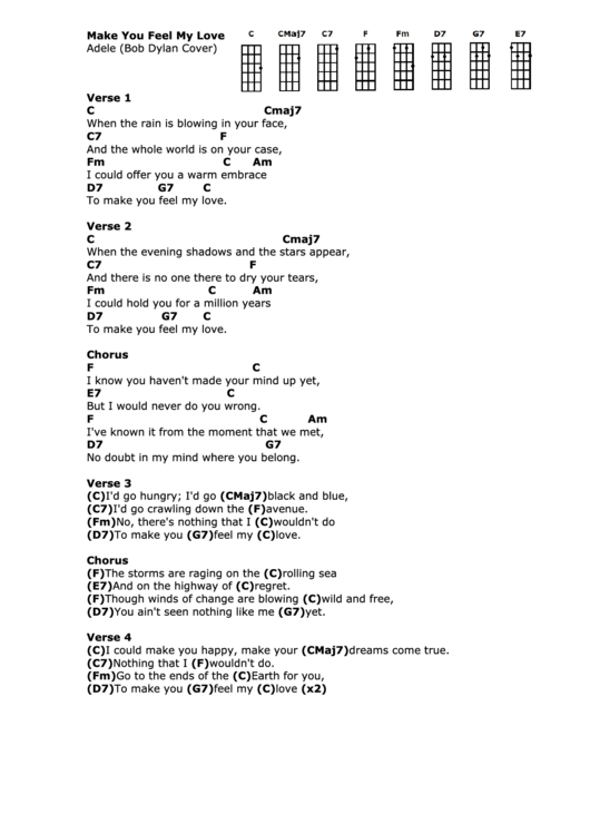 Make You Feel My Love Adele (Bob Dylan Cover) Printable pdf