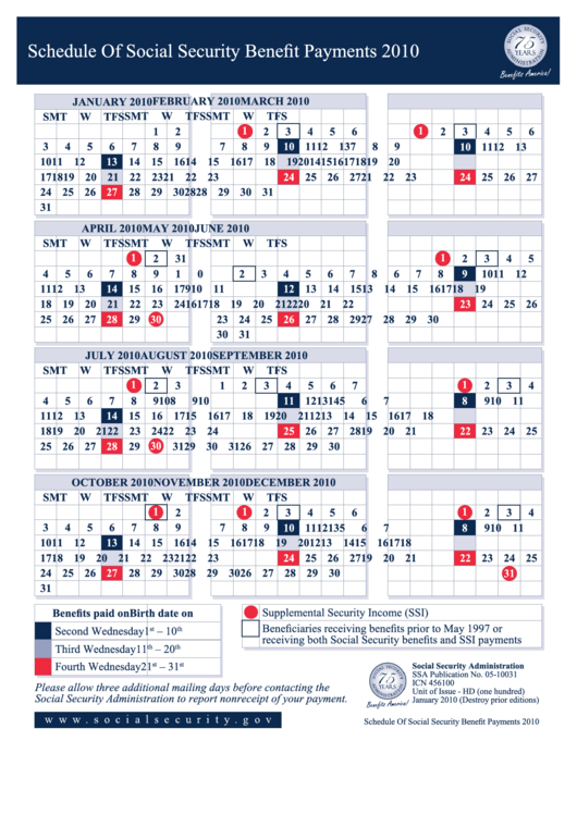 Social Security Payout Calendar - Customize and Print