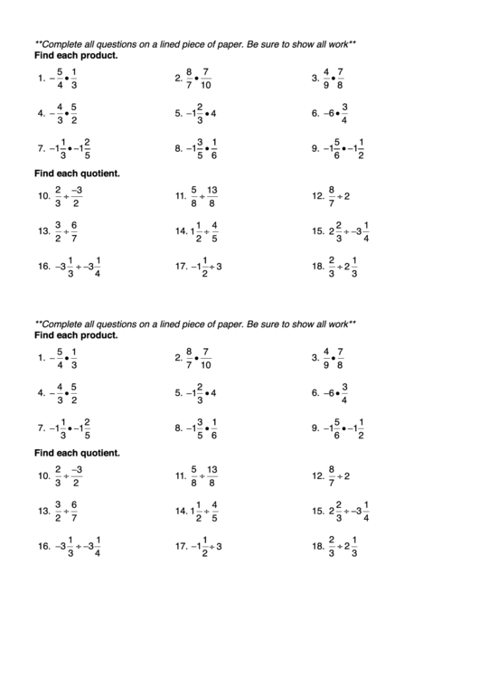 Fractions Worksheet Printable pdf