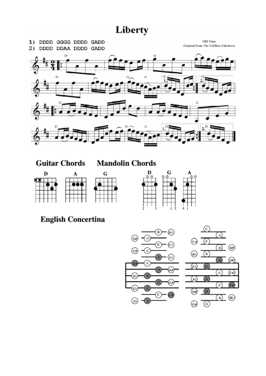 Liberty (The Fiddlers Fakebook) Chord Chart Printable pdf