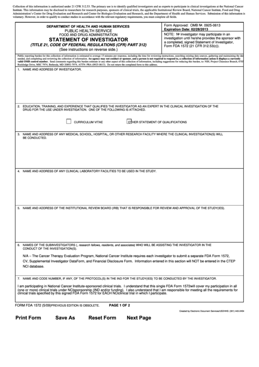 Fillable Fda 1572 Form Special Condition Consideration Form Printable pdf