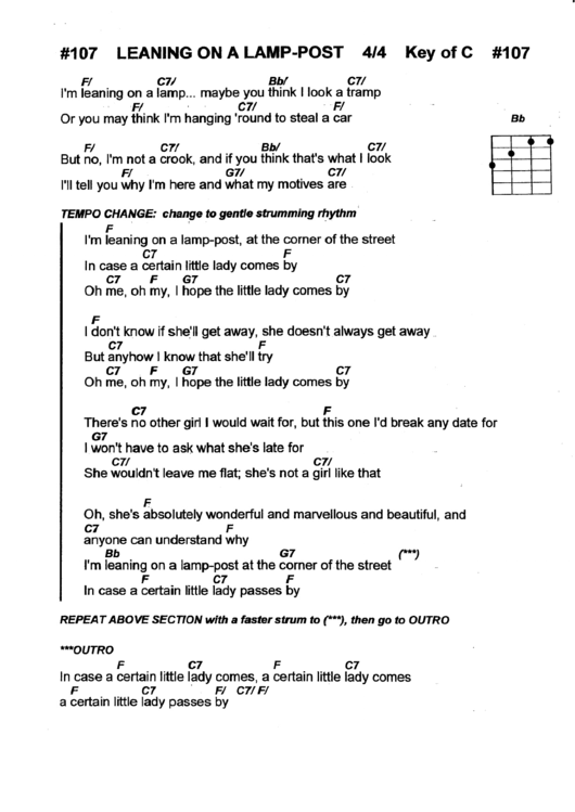 Leaning On A Lamp-Post Key Of C Printable pdf