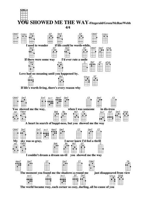 Chord Chart - Fitzgerald/green/mcrae/webb - You Showed Me The Way Printable pdf