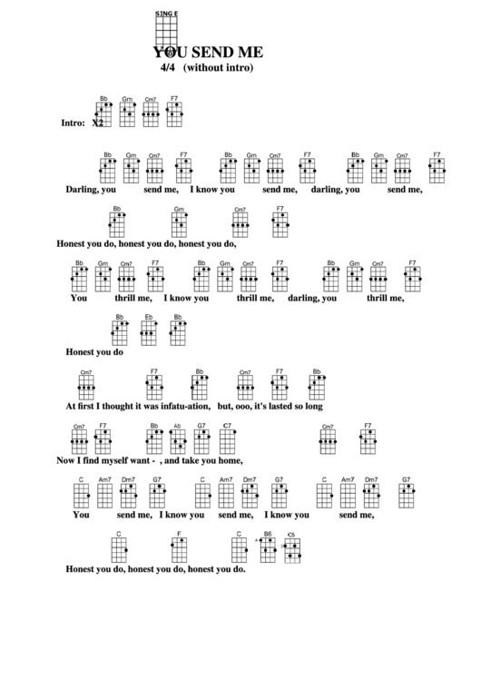 You Send Me (Ukulele Chord Chart) Printable pdf