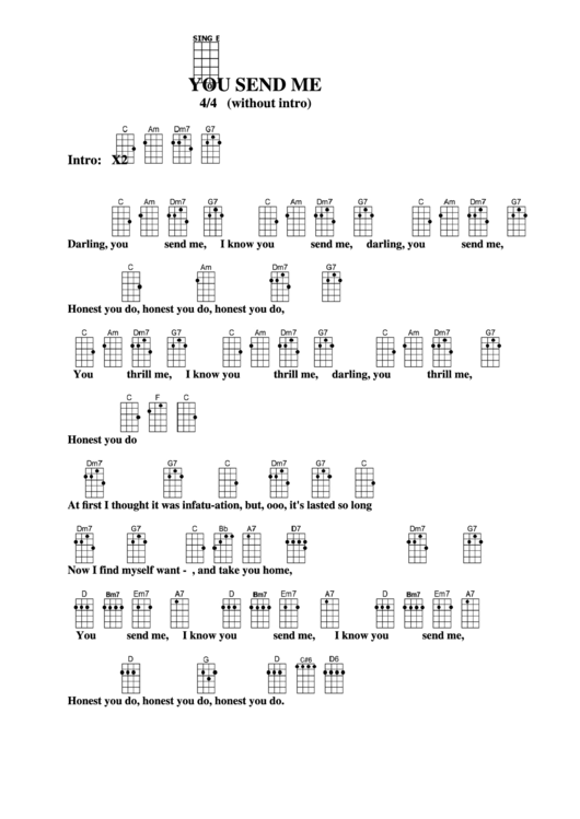 You Send Me (Ukulele Chord Chart) Printable pdf