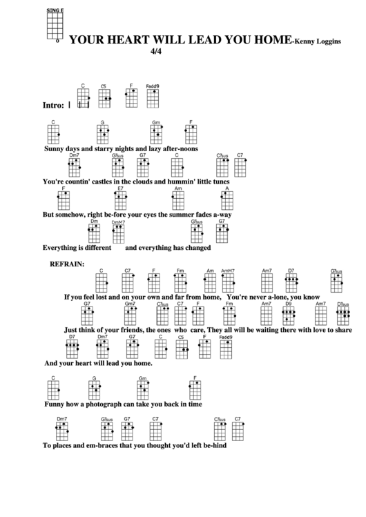 Chord Chart - Kenny Loggins - Your Heart Will Lead You Home Printable pdf