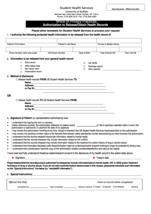 Authorization To Release Obtain Medical Records Printable pdf