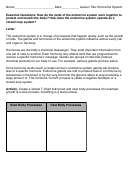 Endocrine System Essential Questions Printable pdf