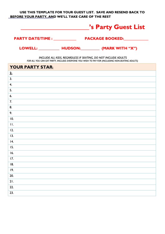Party Guest List