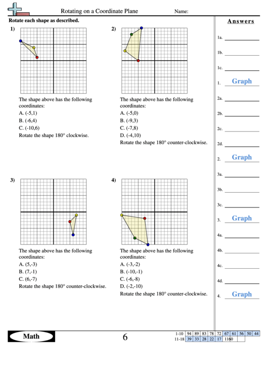 Rotating On A Coordinate Plane Worksheet Printable pdf