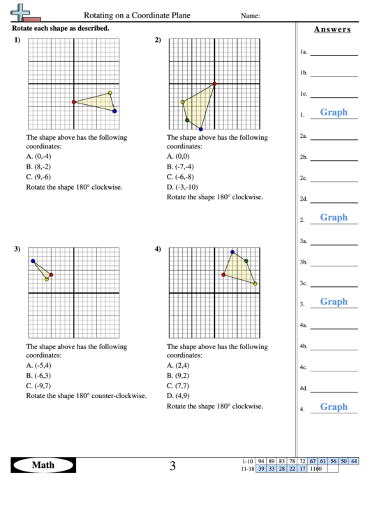 Rotating On A Coordinate Plane Worksheet Printable pdf