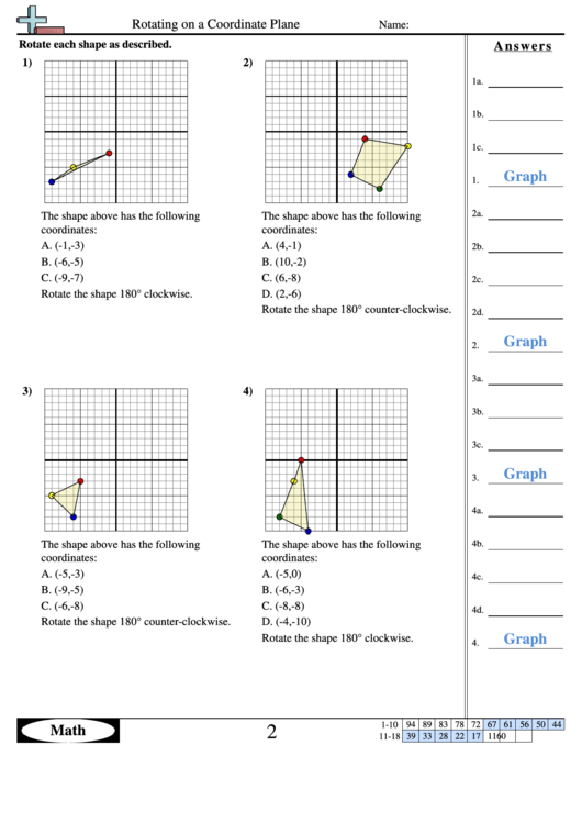 Rotating On A Coordinate Plane Worksheet