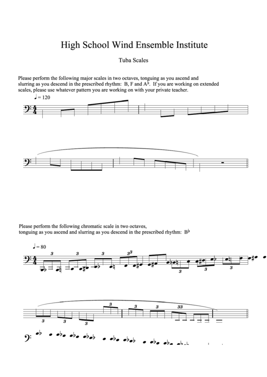 High School Wind Ensemble Institute Tuba Scales