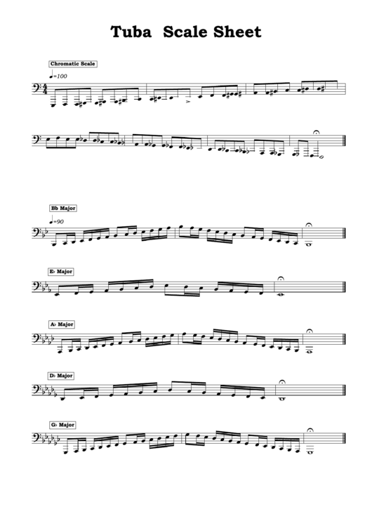 Tuba Scale Sheet Printable pdf