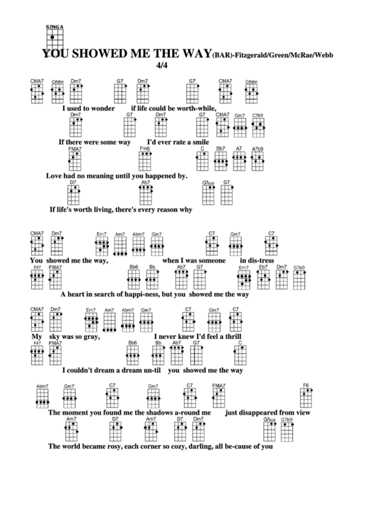 Chord Chart - Fitzgerald/green/mcrae/webb - You Showed Me The Way (Bar) Printable pdf