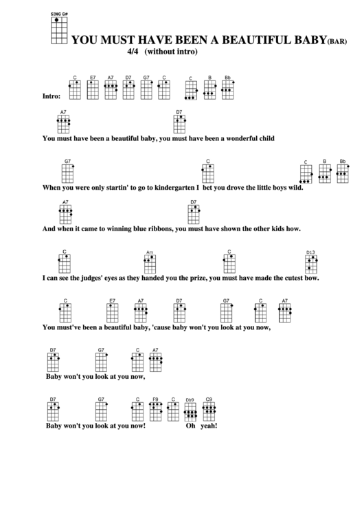 Chord Chart - You Must Have Been A Beautiful Baby(Bar) Printable pdf