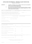 Application For Benefits - Personal Injury Protection Printable pdf