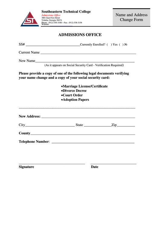 Admissions Office Printable pdf