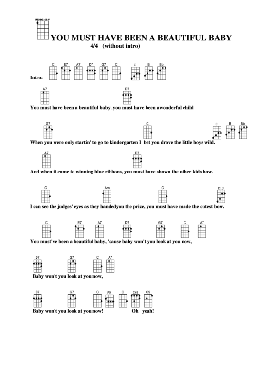 Chord Chart - You Must Have Been A Beautiful Baby Printable pdf