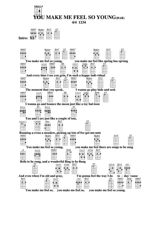 Chord Chart - You Make Me Feel So Young (Bar) Printable pdf