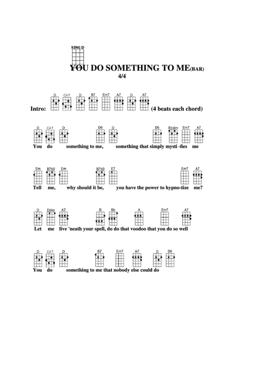 Chord Chart - You Do Something To Me(Bar) Printable pdf