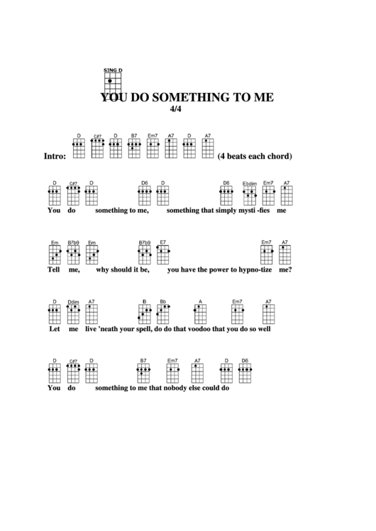 Chord Chart - You Do Something To Me Printable pdf