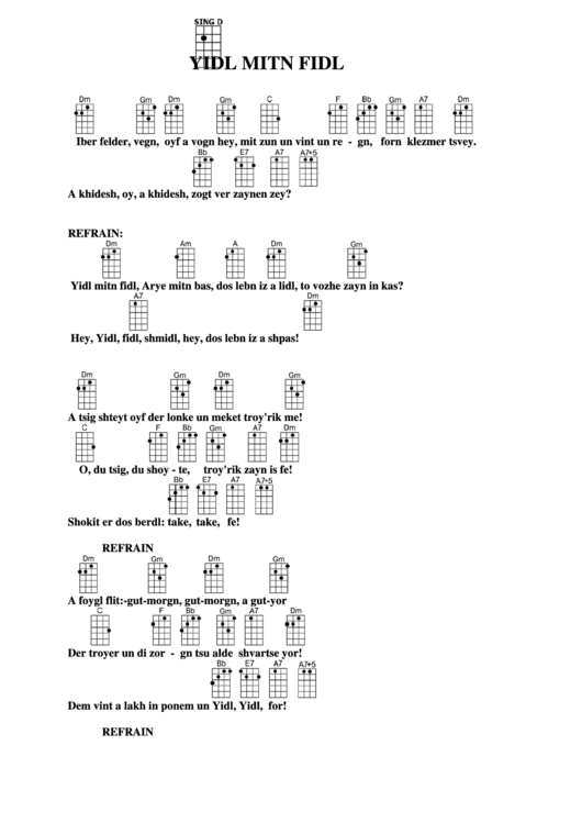 Chord Chart - Yidl Mitn Fidl Printable pdf