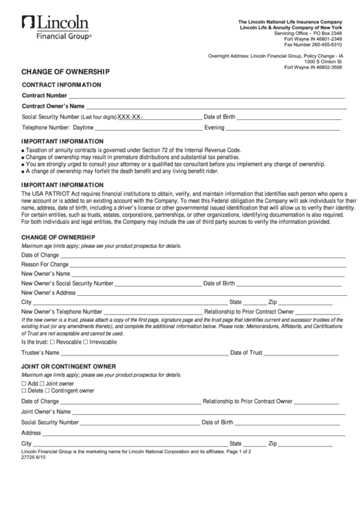 Fillable Change Of Ownership Printable Pdf Download Gambaran