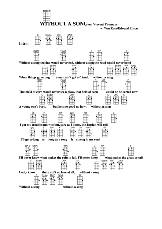 Chord Chart - M. Vincent Youmans - Without A Song Printable pdf