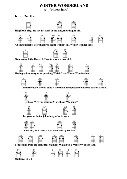 Chord Chart - Winter Wonderland Printable pdf