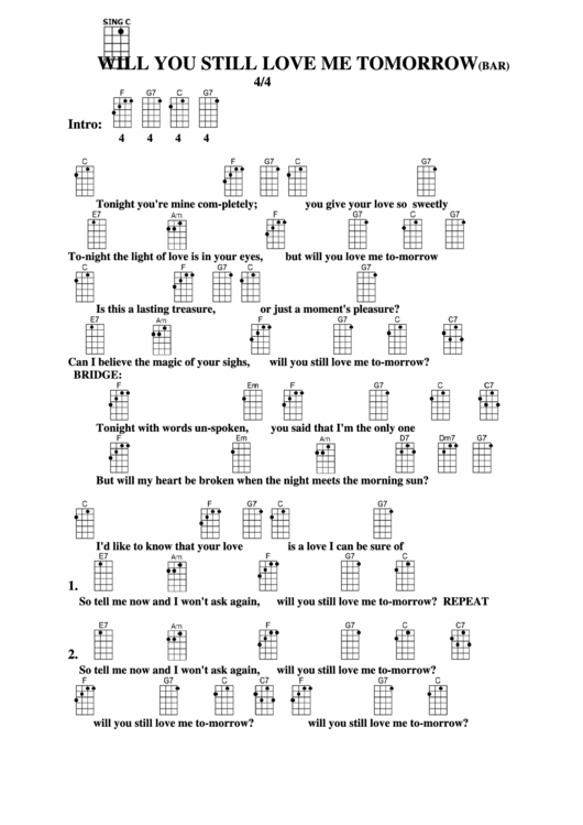 Chord Chart - Will You Still Love Me Tomorrow(Bar) Printable pdf