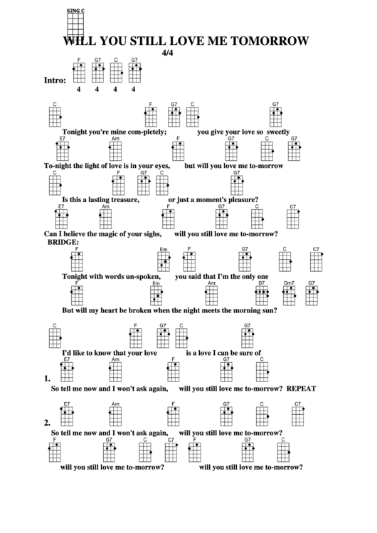 Chord Chart - Will You Still Love Me Tomorrow Printable pdf