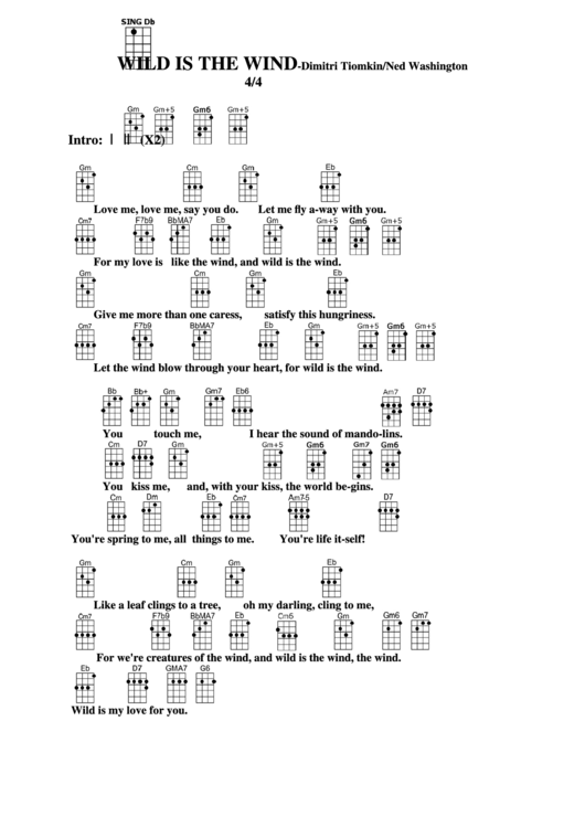 Chord Chart - Dimitri Tiomkin/ned Washington - Wild Is The Wind Printable pdf