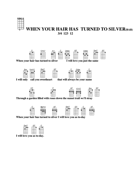 When Your Hair Has Turned To Silver(Bar) Chord Chart Printable pdf