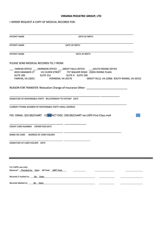 Medical Records Release Request Form Printable pdf