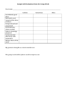 Self Evaluation Form For Group Work