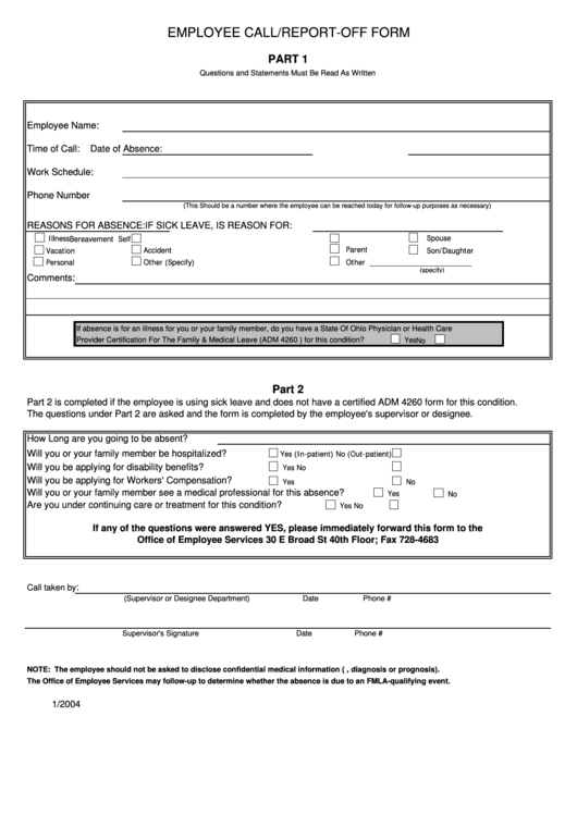 Employee Call Form Ohio Department Of Administrative Services