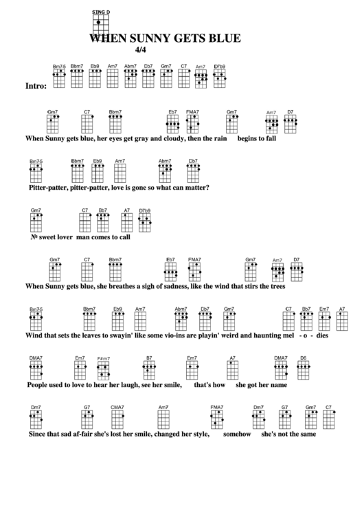 Chord Chart - When Sunny Gets Blue Printable pdf